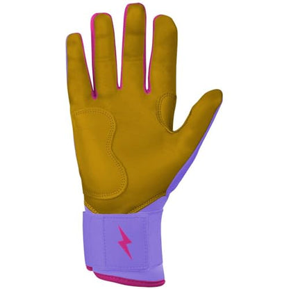 BRUCE BOLT Signature Series Long Cuff Batting Gloves - Pro-Athlete Collection - Adult & Youth Sizes - color: Bader Lavender, size: X-Large