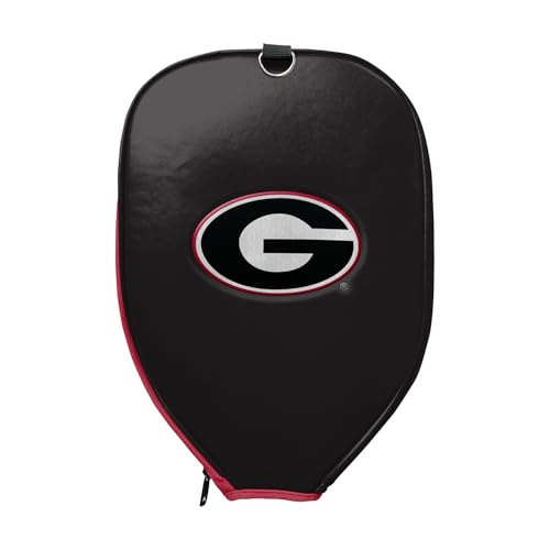 Officially Licensed Collegiate Pickleball Paddle Cover - Lightweight PU Leather Material - Durable Foam Interior Protection with Zippered Closure - Fits Most Paddles on the Market - color: Georgia Bulldogs