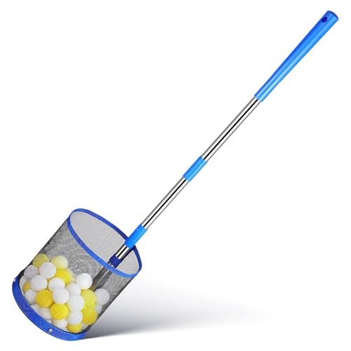 SUPVOX Ping Pong Picker Upper - Professional Table Tennis Retriever with 140-Capacity Tube - Lightweight Aluminum Collector for Training & Robot Practice (Blue)