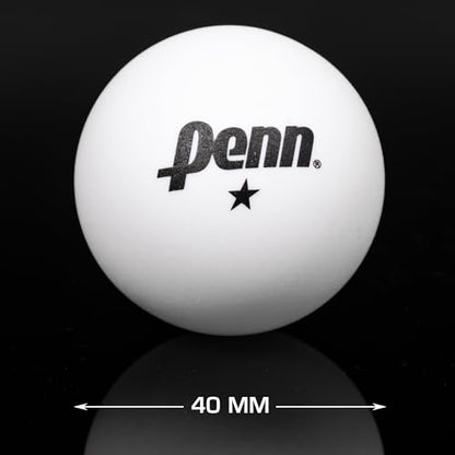 Penn 40mm 1-Star White Ping Pong Balls, Box of 36 Official Tournament Size Table Tennis Balls - size: 40mm