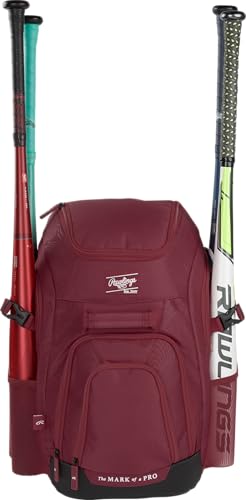 Rawlings | FRANCHISE 2.0 Player's Backpack | Baseball/Softball | Rec/Travel | Multiple Styles | Baseball/Softball - color: MAROON