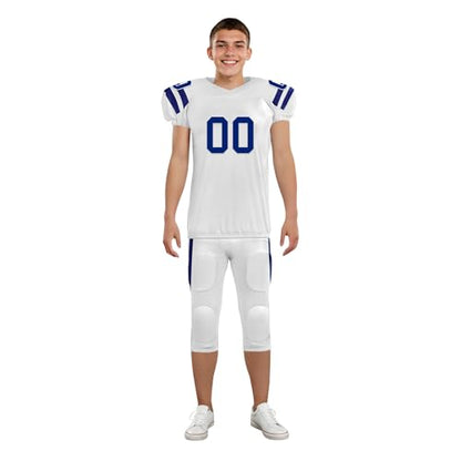 Youth Football Practice Jersey, Custom Blank Kids Practice Football Uniform Sportswear for Boys Training Games - color: Speed Blue White