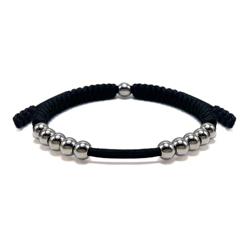 Premium Golf Stainless Steel 10 Bead Score Counter Bracelet, Golf Stroke Count Bracelet, Resizable Easy Adjust Golf Round Scoring Tracker, Durable Stylish Golf Accessory - style: Black