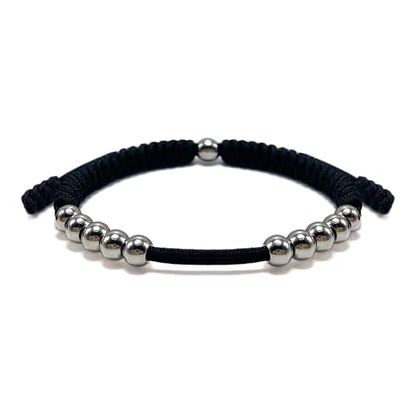 Premium Golf Stainless Steel 10 Bead Score Counter Bracelet, Golf Stroke Count Bracelet, Resizable Easy Adjust Golf Round Scoring Tracker, Durable Stylish Golf Accessory - style: Black