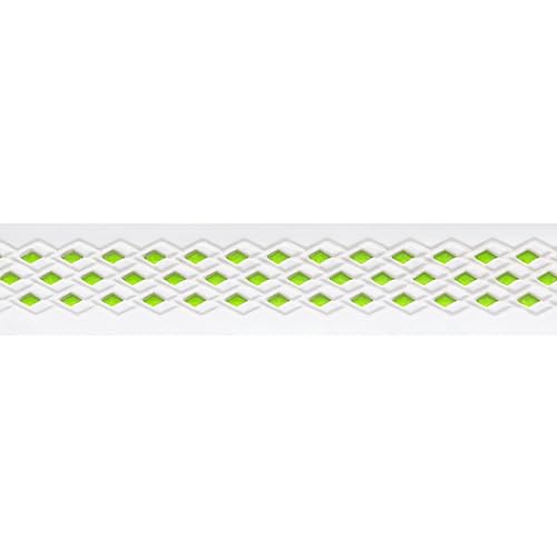No-Sweat Diamond Grip for Pickleball Paddles, Tennis, Racquetball - color: White w/ Green Underlay, size: 1-Pack