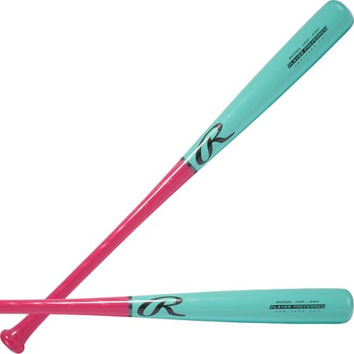 Rawlings Rawlings | Youth Wood Baseball Bat | Ash | Multiple Sizes & Colors - color: Bright Teal / Pink | 162Y | Player Preferred Series, size: 29"