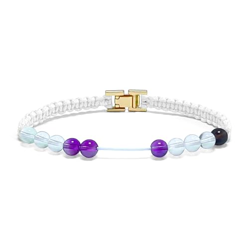 Watch Clasp Golf Stroke Counter Bracelet | Handmade Jewelry Durable Military Paracord | Scorekeeper Accessory for Golfers | 10 Color-Coded and 6mm Crystal Beads | Unique Holiday Gift for Men Women - color: White(7 In/Suitable for Women)