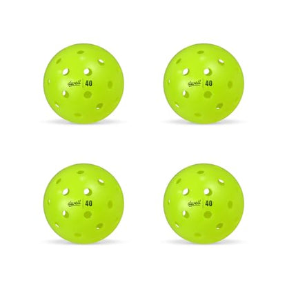 DWELL Elite 40 Hole Pickleball Balls | Crack Resistant | for Outdoor Pickle Ball Sports | Official Ball of All Florida Pickleball | Bulk Pickleballs - size: Pack of 4