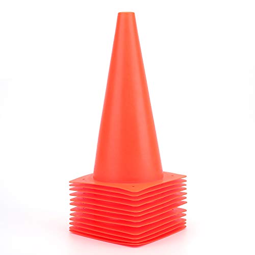 12 Inch Traffic Training Cones, Plastic Safety Parking Cones, Agility Field Marker Cones for Soccer Basketball Football Drills Training, Outdoor Sport Activity & Festive Events - 6 Colors - color: Orange, Set of 12