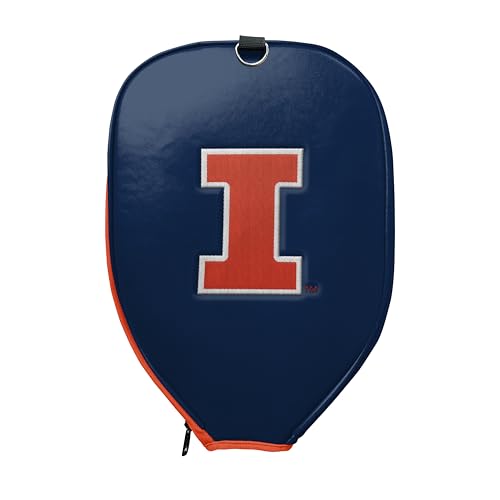 Officially Licensed Collegiate Pickleball Paddle Cover - Lightweight PU Leather Material - Durable Foam Interior Protection with Zippered Closure - Fits Most Paddles on the Market - color: Illinois Fighting Illini