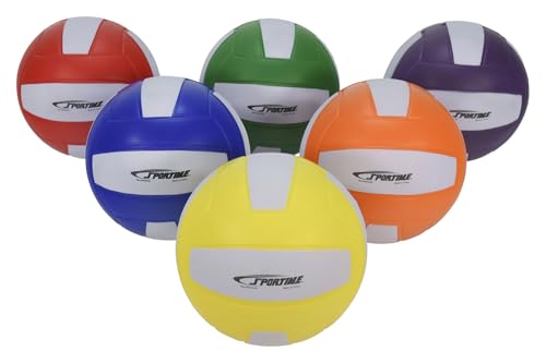 Sportime Lightweight Foam Training Volleyballs, Assorted Color, Set of 6