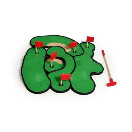 Desktop Mini Golf Set, 5-Hole Office Putting Course with Putter, Balls, Flags, Sand