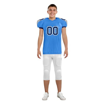 Youth Football Practice Jersey, Custom Blank Kids Practice Football Uniform Sportswear for Boys Training Games - color: Navy Blue Red
