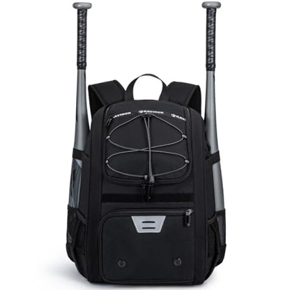 KAVIGOR Youth Baseball Bag, Softball Bag for Girls & Boys, Kids Tball Backpack with Shoes Compartment - color: Black