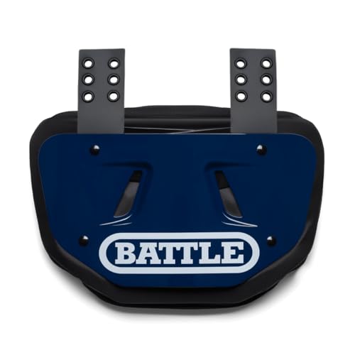 Battle Sports Football Back Plate – Hard Shell Lower Back Protector with Contoured Foam for High-Impact Protection for Youth, Kids and Adults - color: Navy, size: Adult