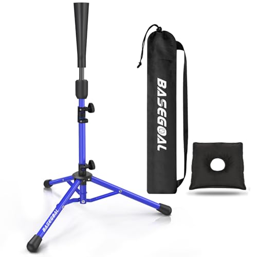BaseGoal Batting Tee Baseball Tee,Softball Travel Portable Tee Tripod Stand Rubber Tee for Batting Training Practice with Carrying Bag - color: Blue, style: New Tee