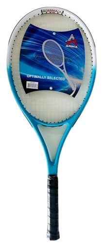 27" Tennis Racket with One-Piece Aluminum Frame – Lightweight Racquet with L1 Handle for Beginners and Advanced Players – Includes Carrying Case – Durable and Easy to Swing - Blue