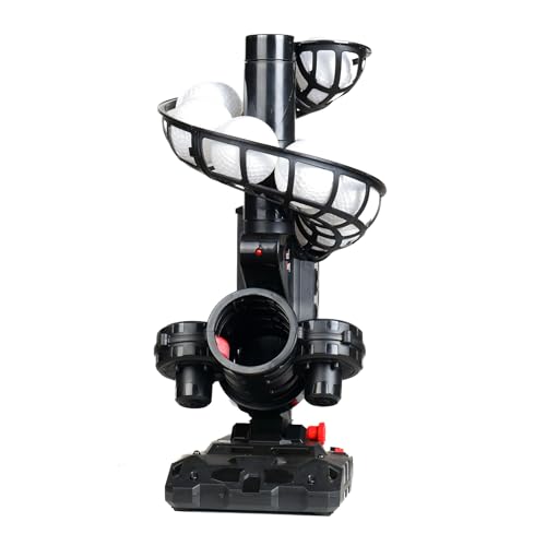 Furlihong 388BH Baseball Pitching Machine, 4 Adjustable Angles, 3 Pitch Angles, Power Bank/Battery Powered, Includes 9 Training Balls, for Beginners