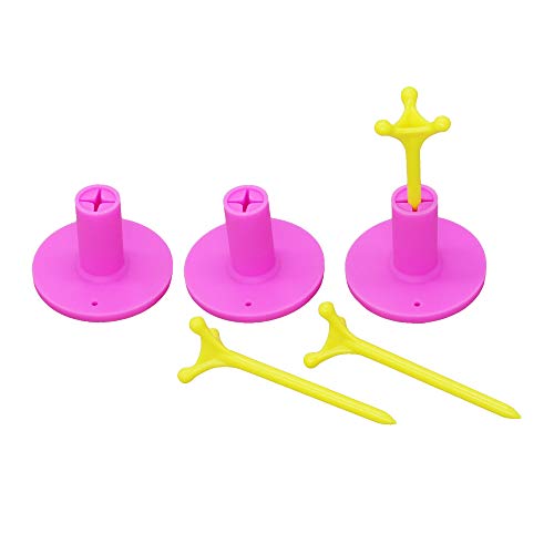Golf Rubber Tee Holder Set for Golf Driving Range Tee Practice Tool Pack of 3 - color: Pink