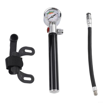 Portable Bike Pump, Aluminum Alloy Tire Inflator with Pressure Gauge, for American and Valves, Basketball Needle Included - size: Bicycle Model