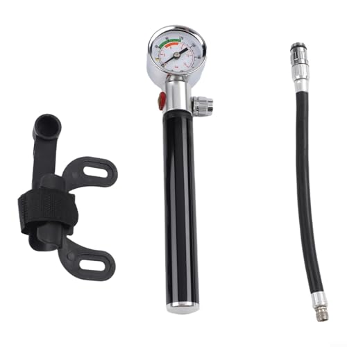 Portable Bike Pump, Aluminum Alloy Tire Inflator with Pressure Gauge, for American and Valves, Basketball Needle Included - size: Bicycle Model
