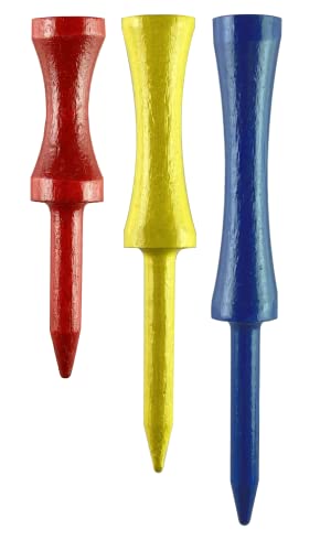 PrideSports PTS Step Tees | 50 Count, 2-3/4 Inch | Wood Golf Tees with Depth Control for Height Consistency