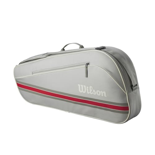 WILSON 2025 Team Tennis Racket Bags - color: Oats/Red, size: Holds up to 3 Rackets