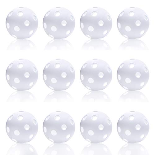 Anteer 12 Pack Plastic Baseball Practice Baseballs for Hitting, Indoor Outdoor Lightweight Balls Baseball Batting Training - color: White