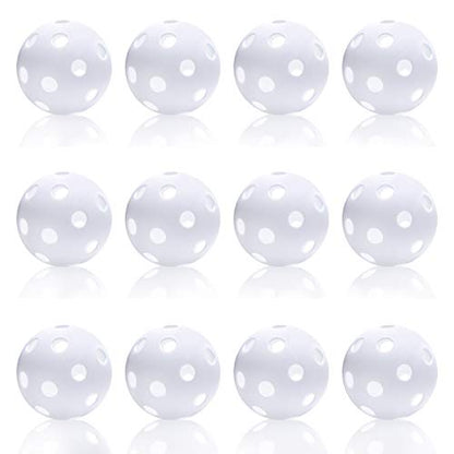 Anteer 12 Pack Plastic Baseball Practice Baseballs for Hitting, Indoor Outdoor Lightweight Balls Baseball Batting Training - color: White