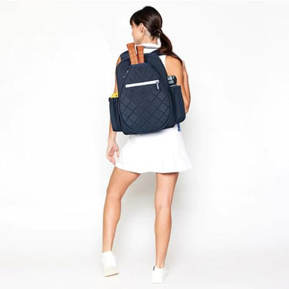 KAVIGOR Pickleball Bag, Quilted Pickleball Backpack with Shoe Compartment & Waterproof Pocket, Pickle Ball Paddle Bag Fits 2 to 4 Paddles for Women and Men - color: Blue