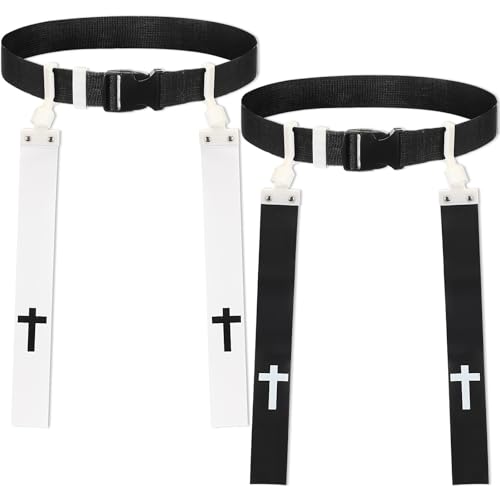 Peryiter 2 Set Player Flag Football Belt Christian Cross Adjustable Football Belts and Flags for Players Youth Adults Sport Team Training Competition