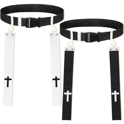 Peryiter 2 Set Player Flag Football Belt Christian Cross Adjustable Football Belts and Flags for Players Youth Adults Sport Team Training Competition