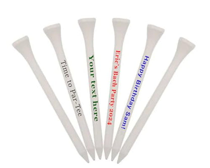 GBM White Golf Tees 100 Pack – 2 3/4″ Wooden Golf Tees – Customizable 2-Line Personalized Golf Tees – Durable Bulk Golf Accessories for Men & Women