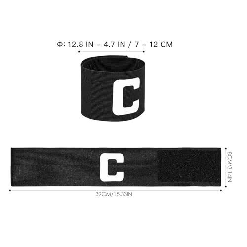 Soccer Captain Armband Nylon Football Bands for Adult Youth, Adjustable Soccer Rugby Basketball Player Bands, Black