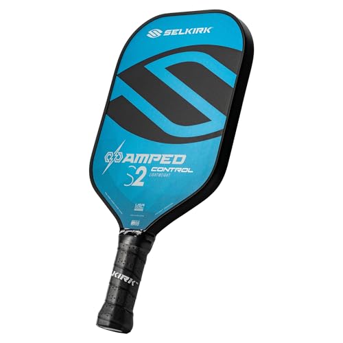 Selkirk Sport Amped Control Pickleball Paddle | Precision & Control Fiberglass Pickleball Paddles | 16mm X5 Core | Made in USA - color: Blue | Midweight, size: S2 (Largest Sweetspot)