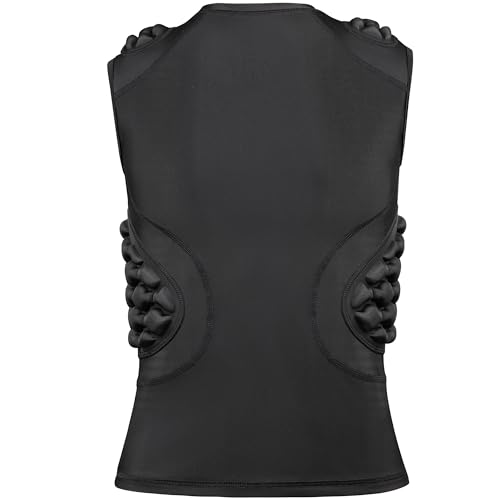 Youth Football Padded Shirt Chest Rib Protector Boys Heart Guard Sternum Protection Kids Rugby Undershirt - size: X-Large