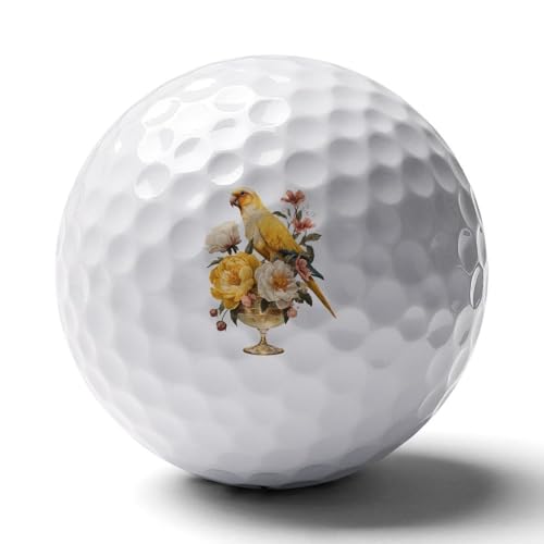 Parrot Cocktail Glass Bird Flowers Golf Ball Soft Feel Golf Practice Balls for Golfs Course Daily Training