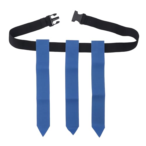 Drfeify Flag Football Belt, Adjustable Nylon Flag Football Set with 3 Flags, 44.5in Belt Length, Quick Pull Design for Kids Youth Adults Training Games Outdoor Activities (Blue)