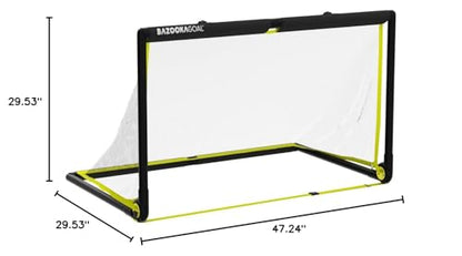 BazookaGoal Original Solid Frame Pop Up Goal - Folding Mini Soccer Goal for Kids and Adults - Portable Goal Post - Easy to Set-up & Steady - Single Unit (1 Goal Included) - size: 4 x 2.5 ft, style: Black