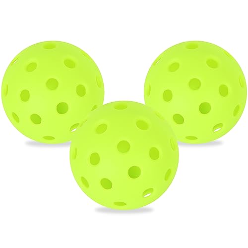 Outdoor Pickleball Balls 3/12/48 Pack, 40 Holes High Bounce Pickleballs with Mesh Bag, Durable Outside Pickle Ball for All Paddles & Courts - Multi-Color Options - color: Neon Green, size: 3 Pack (Refill Only)
