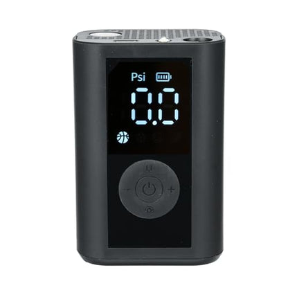 Electric Ball Pump with LCD Pressure Gauge and LED Work Light - 0 to 15 PSI Rechargeable Portable Inflator for Basketball Soccer Volleyball and Baseball - Integrated Needle Storage