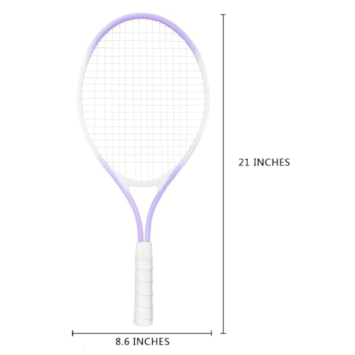 Children's Tennis Racket for 2 Players, Suitable for Beginners, pre Worn 27 inch Lightweight Children's Racket, Suitable for Boys and Girls, Equipped with Tennis