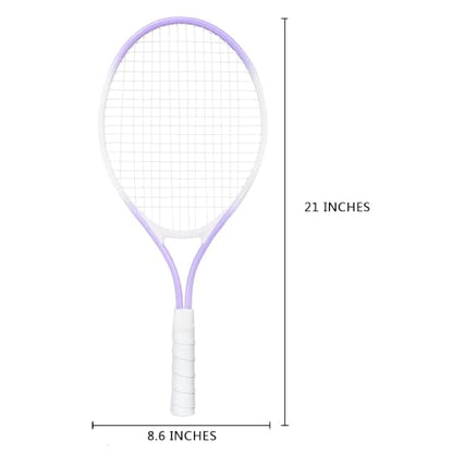 Children's Tennis Racket for 2 Players, Suitable for Beginners, pre Worn 27 inch Lightweight Children's Racket, Suitable for Boys and Girls, Equipped with Tennis
