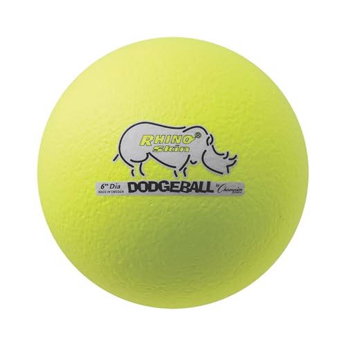 Champion Sports® Rhino Skin® Low Bounce Dodgeball Sets & Singles for Playground, PE, Backyard & League Games – Team Sports Equipment for Youth & Adults - color: Neon Yellow, size: 6 Inch - Single Ball