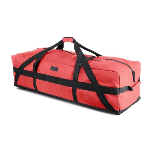 Fitdom 106L 45" Heavy Duty Extra Large Duffle with Upgrade Zipper, Durable & Water Resistant. Perfect as Camping Travel Storage Tent Storage Sports Equipment Bag For Coaches & More - color: Red