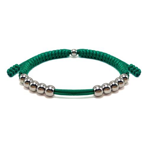 Premium Golf Stainless Steel 10 Bead Score Counter Bracelet, Golf Stroke Count Bracelet, Resizable Easy Adjust Golf Round Scoring Tracker, Durable Stylish Golf Accessory - style: Emerad Green
