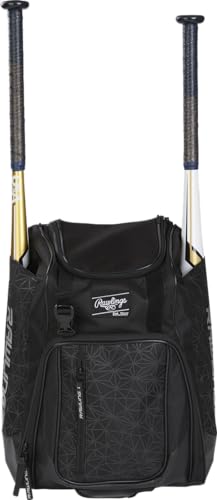Rawlings | FRANCHISE Backpack Equipment Bag | Baseball/Softball | Rec/Travel | Multiple Styles - color: Black/Black