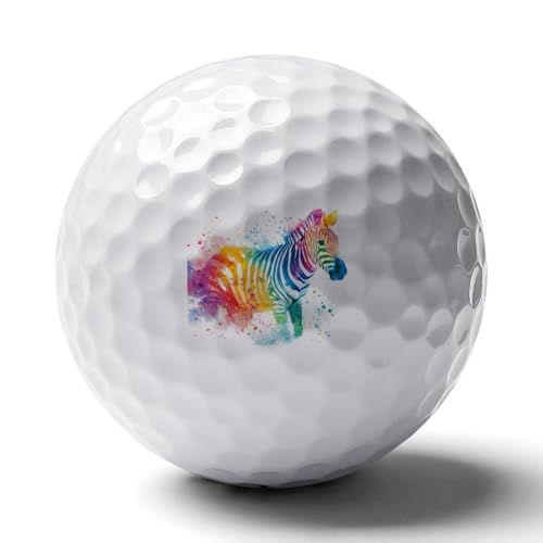 Rainbow Watercolor Zebra Practice Golf Balls Realistic Feel Long Lasting Limited Flight for Indoor Outdoor Training