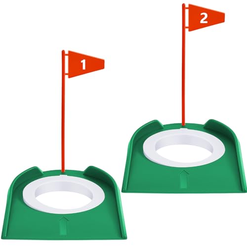Sotiff 1-2 Golf Putting Practice Cup Hole Training Aids Golf Accessories Training Putters with Plastic Flag for Adult Office Garage Yard Indoor Outdoor Practice
