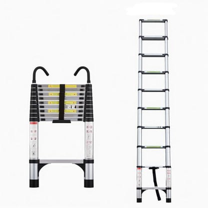 Telescoping Ladder, Aluminum Lightweight Extension Ladder with 2 Triangle Stabilizers, Heavy Duty 330lbs Max Capacity, Multi-Purpose Collapsible Ladder for RV or Outdoor Work (9.5 FT) - size: 9.5 FT